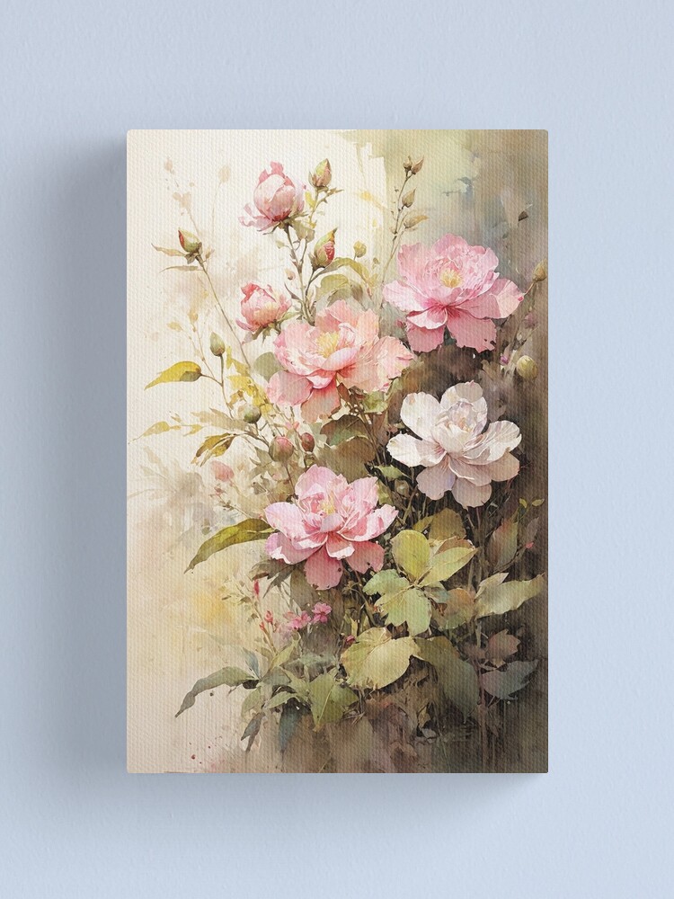 Thumbnail 1 of 3, Canvas Print, Floral Painting, Pink Painterly Exotic Flowers 05 designed and sold by Varnachitra.