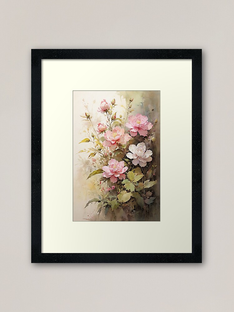 Thumbnail 1 of 7, Framed Art Print, Floral Painting, Pink Painterly Exotic Flowers 05 designed and sold by Varnachitra.