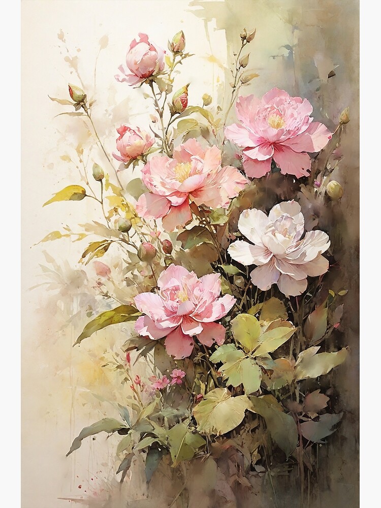 Thumbnail 7 of 7, Framed Art Print, Floral Painting, Pink Painterly Exotic Flowers 05 designed and sold by Varnachitra.