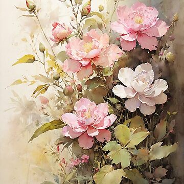 Artwork thumbnail, Floral Painting, Pink Painterly Exotic Flowers 05 by VarnaChitra