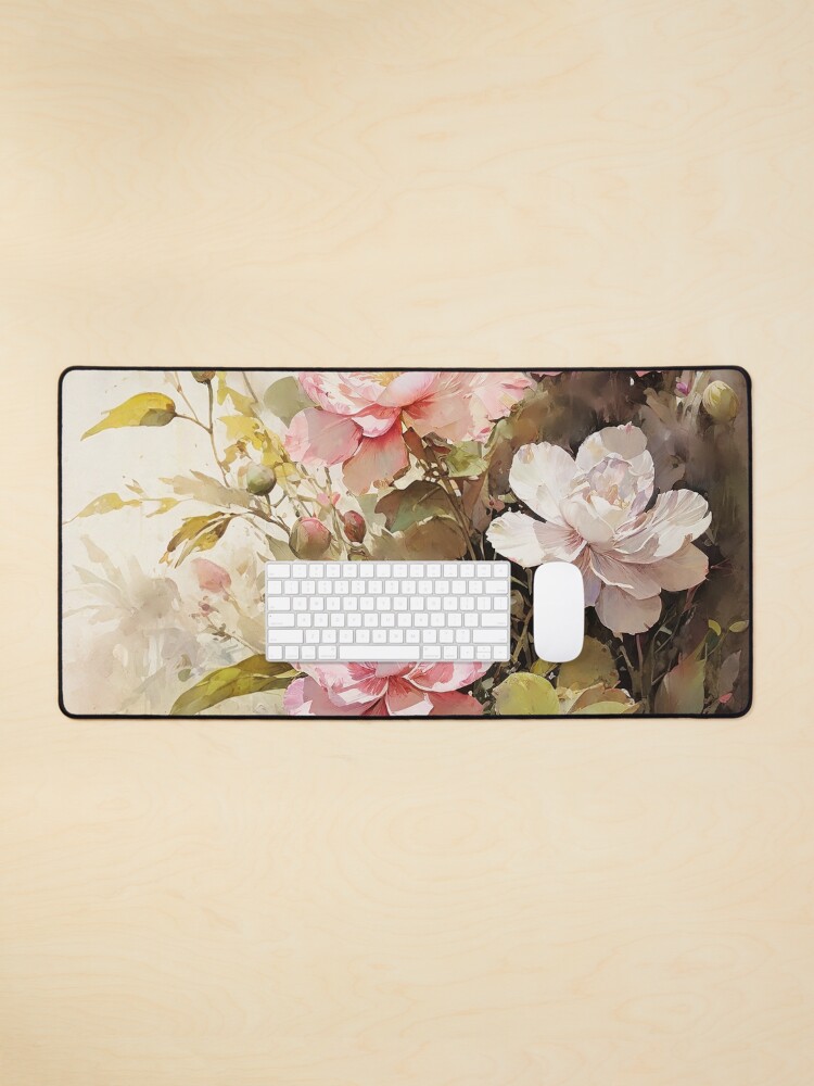 Thumbnail 1 of 5, Mouse Pad, Floral Painting, Pink Painterly Exotic Flowers 05 designed and sold by Varnachitra.
