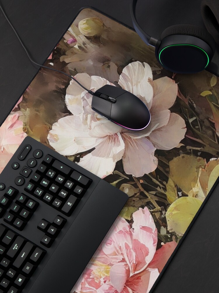 Thumbnail 4 of 5, Mouse Pad, Floral Painting, Pink Painterly Exotic Flowers 05 designed and sold by Varnachitra.