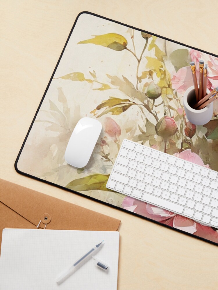 Thumbnail 3 of 5, Mouse Pad, Floral Painting, Pink Painterly Exotic Flowers 05 designed and sold by Varnachitra.