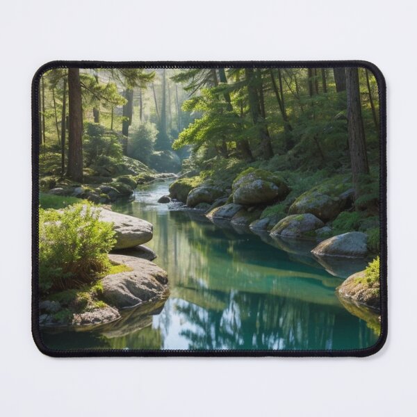 Item preview, River Flowing through a Pine Forest Landscape designed and sold by vekotpu.