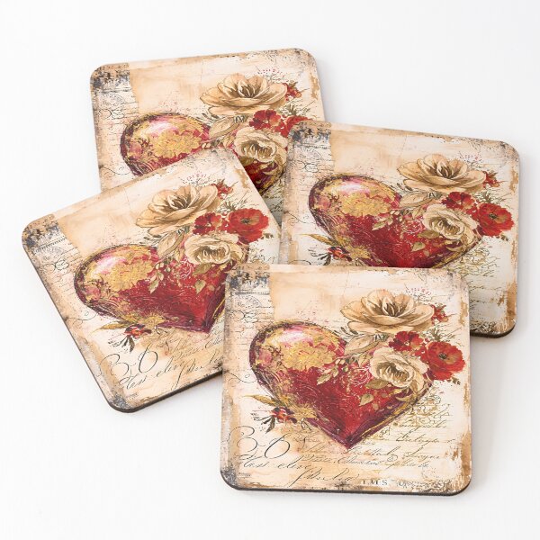 Item preview, Victorian Floral Heart – Heart with Flowers Amid Golden Accents designed and sold by Frame & Fold.
