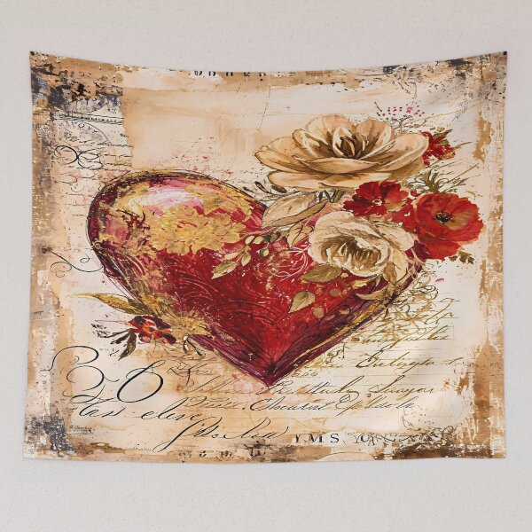 Item preview, Victorian Floral Heart – Heart with Flowers Amid Golden Accents designed and sold by Frame & Fold.
