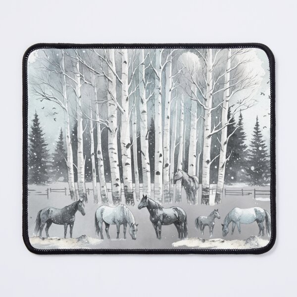 Aperçu de l'œuvre Cheval d'hiver avec trembles créée et vendue par LeosCloset.