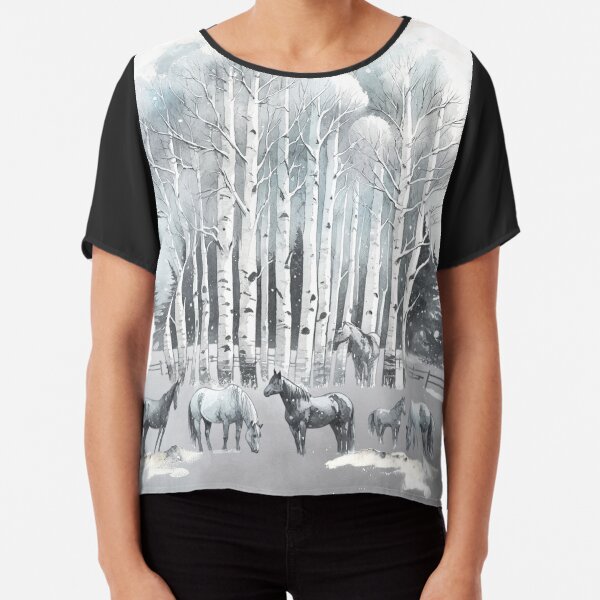 Aperçu de l'œuvre Cheval d'hiver avec trembles créée et vendue par LeosCloset.