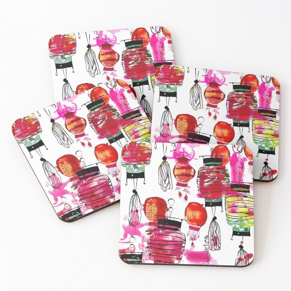 Item preview, Japanese Asanoha Lanterns - Watercolor Pattern designed and sold by HausKatz.