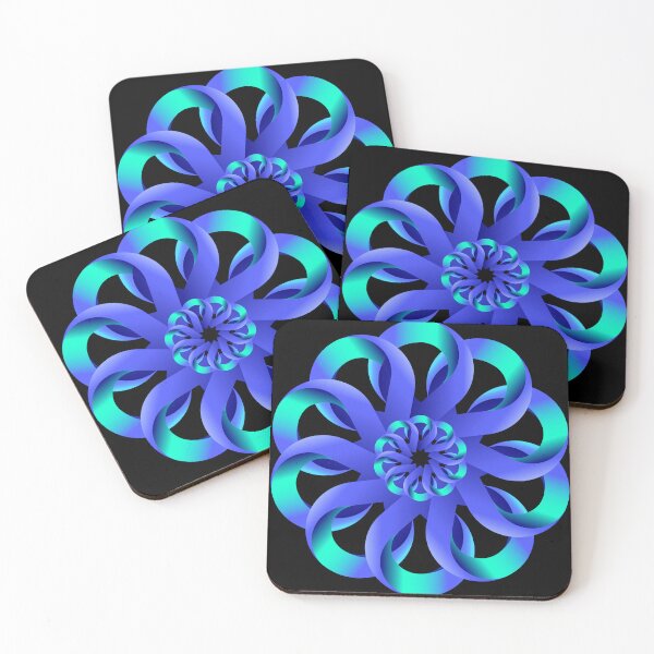 Item preview, Flower graphic double gradient, 3D, turquoise reflection designed and sold by ZorianArt.