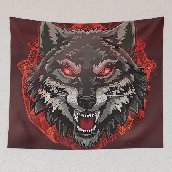 Item preview, Wolf head, with fangs and red eyes designed and sold by Marcu Ioachim.