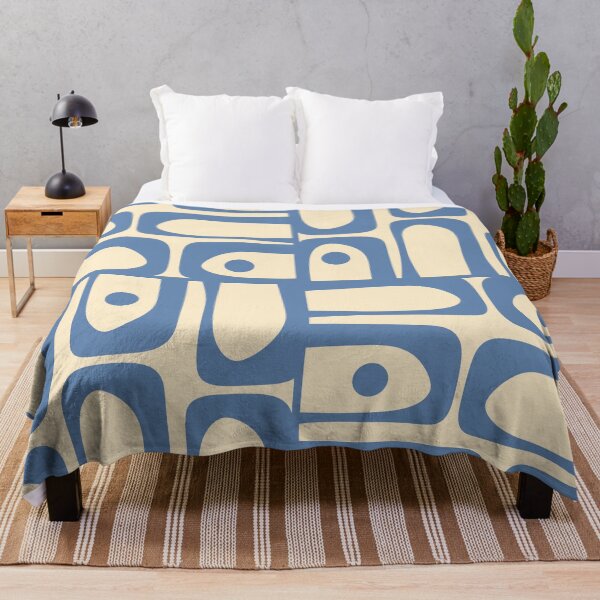 Item preview, Mid Century Modern Piquet Multi Geometric Pattern in Light Celadon Blue and Cream designed and sold by kierkegaard.