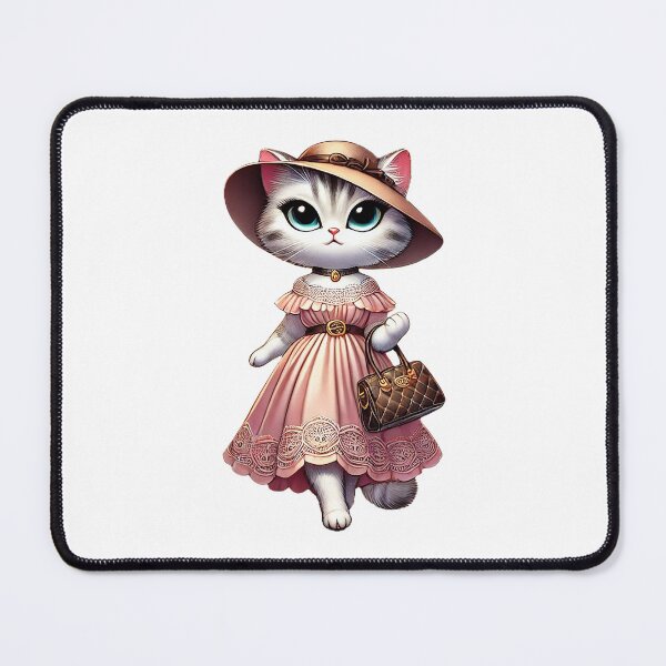 Item preview, Fashionable Cat in Pink Vintage Dress designed and sold by Chokhdi289shop.