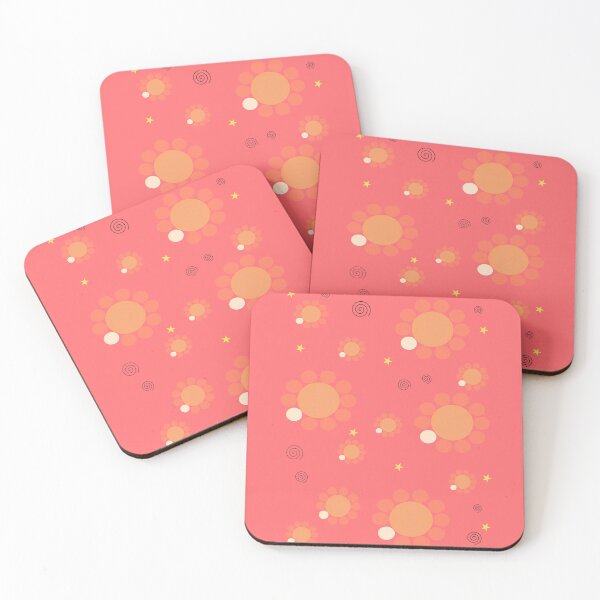 Item preview, Retro 60'S Like Floral Pattern on Coral Red  designed and sold by CONTRAPINK.
