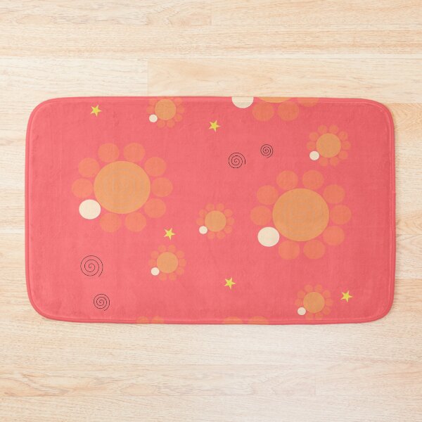 Item preview, Retro 60'S Like Floral Pattern on Coral Red  designed and sold by CONTRAPINK.