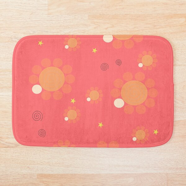 Item preview, Retro 60'S Like Floral Pattern on Coral Red  designed and sold by CONTRAPINK.