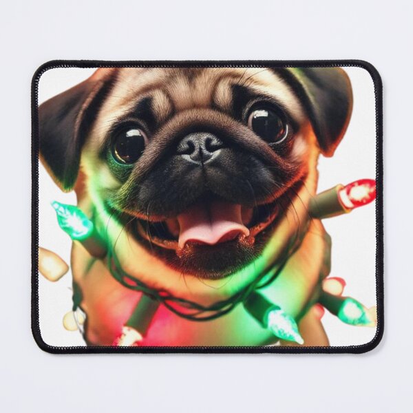 Item preview, Merry & Bright Pug Wrapped in Christmas Lights designed and sold by Flowrena.