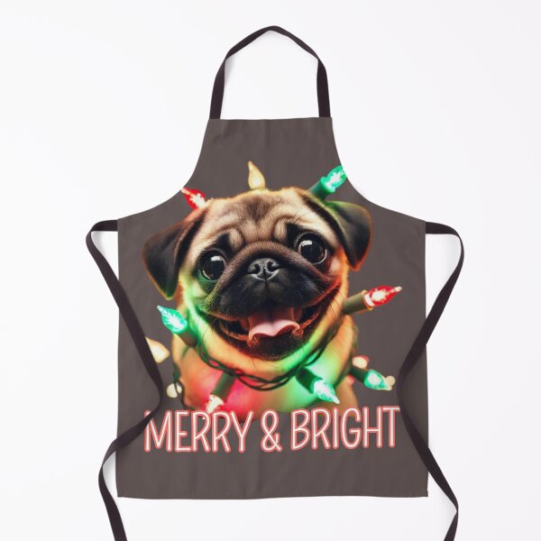 Item preview, Merry & Bright Pug Wrapped in Christmas Lights designed and sold by Flowrena.