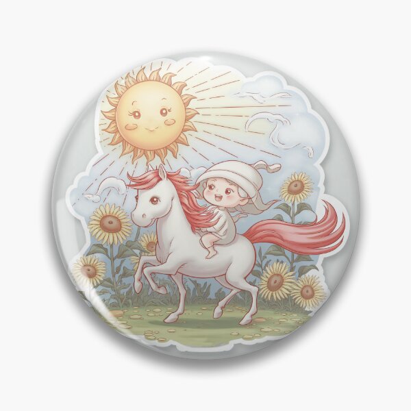 Item preview, A joyful adventure a child riding a unicorn under the warm sun among sunflowers designed and sold by Thai Stick.