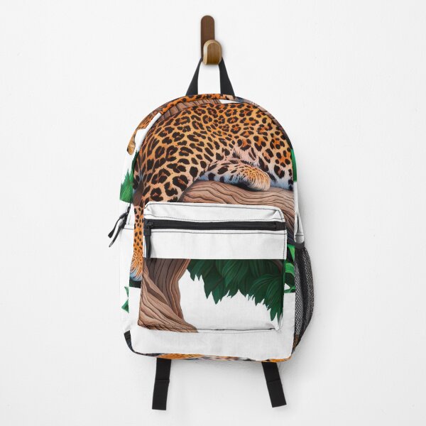 Item preview, A majestic leopard stands on a twiste log designed and sold by estampavibe.