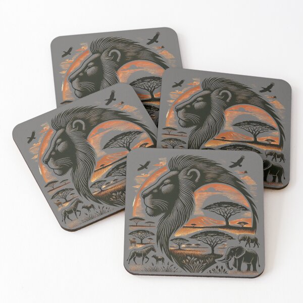 Item preview, Great Lion In Scenic landscape, Afrocentric art, African artwork, Tribal art designed and sold by Afrocarribe.