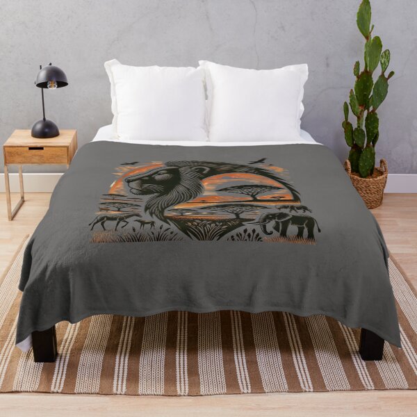 Item preview, Great Lion In Scenic landscape, Afrocentric art, African artwork, Tribal art designed and sold by Afrocarribe.