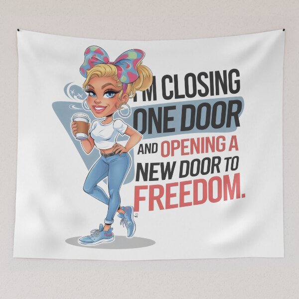 Item preview, Closing One Door, Opening New Freedom – Motivational Girl Quote designed and sold by Pastel-Pulse.