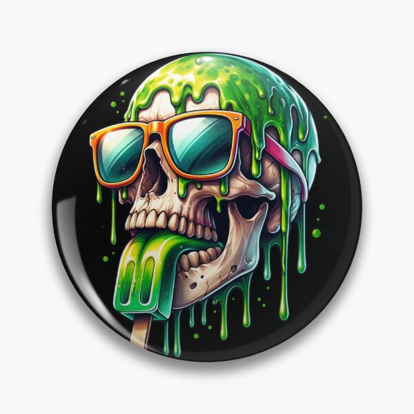 Artikelvorschau, Cooles Totenkopf Kunstwerk Eiscreme Graffiti Streetwear Grün Halloween Schwarz entworfen und verkauft von InkyGenies.