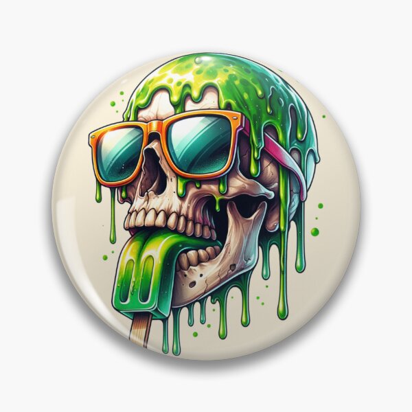 Artikelvorschau, Cooles Totenkopf Kunstwerk Eis Graffiti Streetwear Grün Halloween Weiß entworfen und verkauft von InkyGenies.