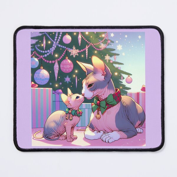 Artikelvorschau, Weihnachten Sphynx Kätzchen schnüffeln Sphynx Mutter Katze entworfen und verkauft von BritishDelights.