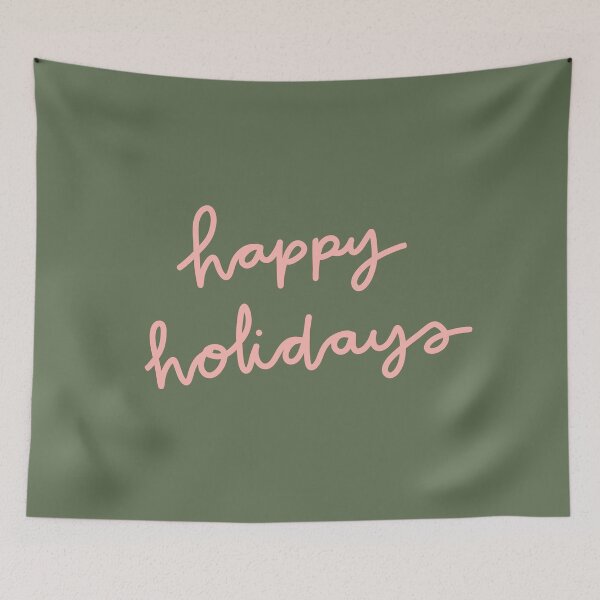 Item preview, Happy Holidays Green Pink designed and sold by soundlesswaves.