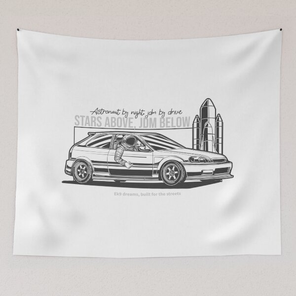 Item preview, Civic EK9 Honda With Astronout And Spacecraft designed and sold by TrilogyMerch.