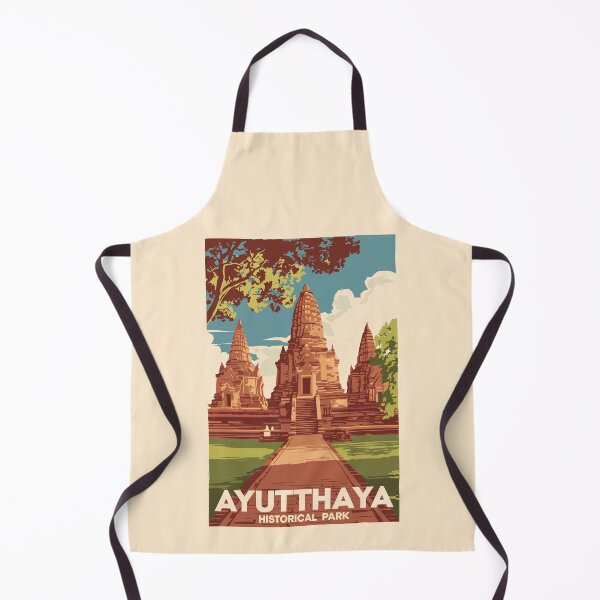 Item preview, Ayutthaya Historical Park Illustration Travel Art Vintage designed and sold by KrisSidDesigns.