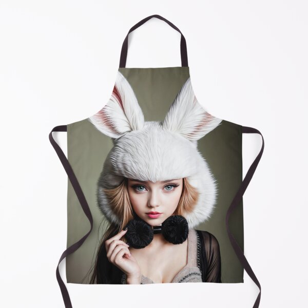 Item preview, A woman wearing a rabbit hat and a black bow tie designed and sold by lalylaura.