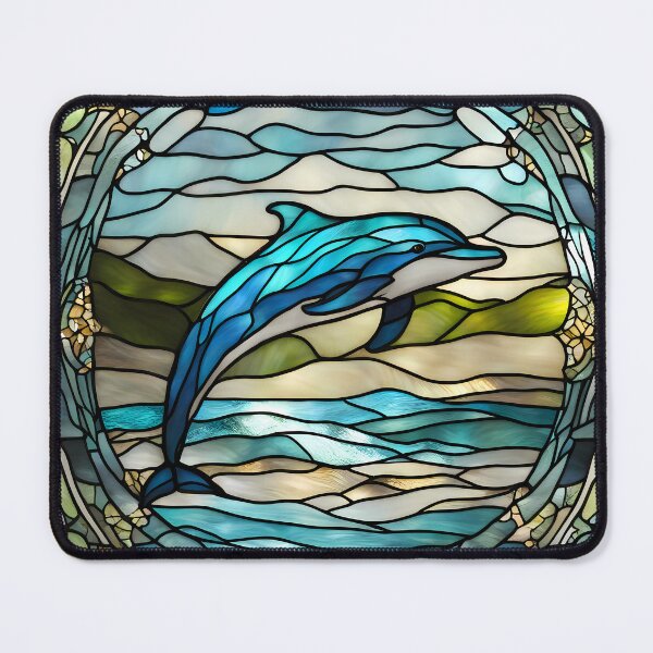 Item preview, Stained Glass Happy Dolphin designed and sold by CalmnessbyChoice.