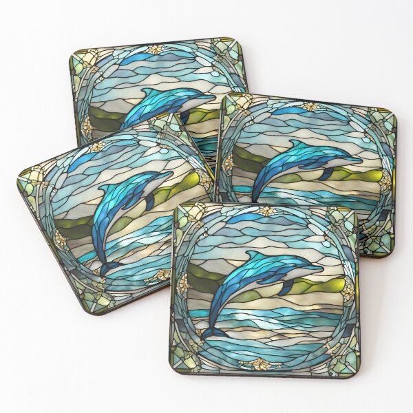 Item preview, Stained Glass Happy Dolphin designed and sold by CalmnessbyChoice.