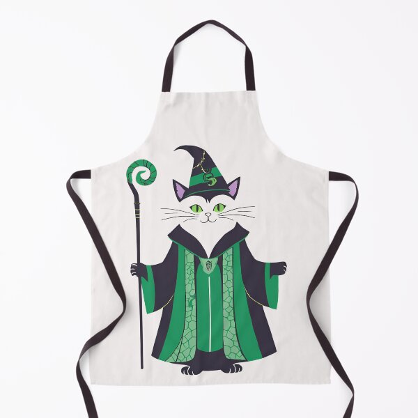 Item preview, Wizard Cat in Green Cloak and Hat with Magic Staff designed and sold by MarCreativArt.