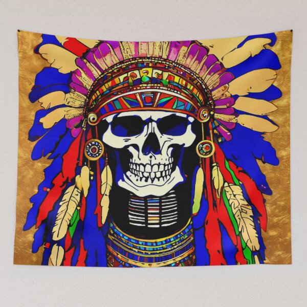 Item preview, Native Indian Chief Skull Art designed and sold by TheDarkWardrobe.