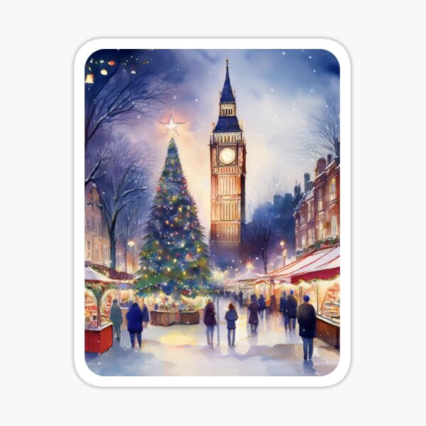 Artikel-Vorschau von Weihnachten in London Aquarell, designt und verkauft von Magnolia Valley Art.