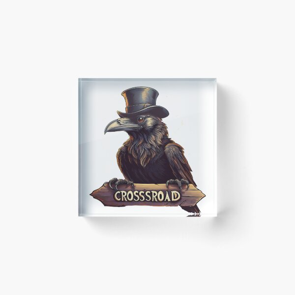 Item preview, Image of a Crow sitting on a Crossroads Sign designed and sold by Emilyron.