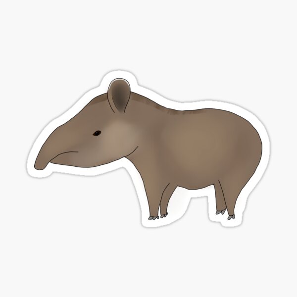 Vista previa del artículo con la obra «Tapir de dibujos animados (tapir brasileño de tierras bajas)», diseñado y vendido por ThatIsSomething.