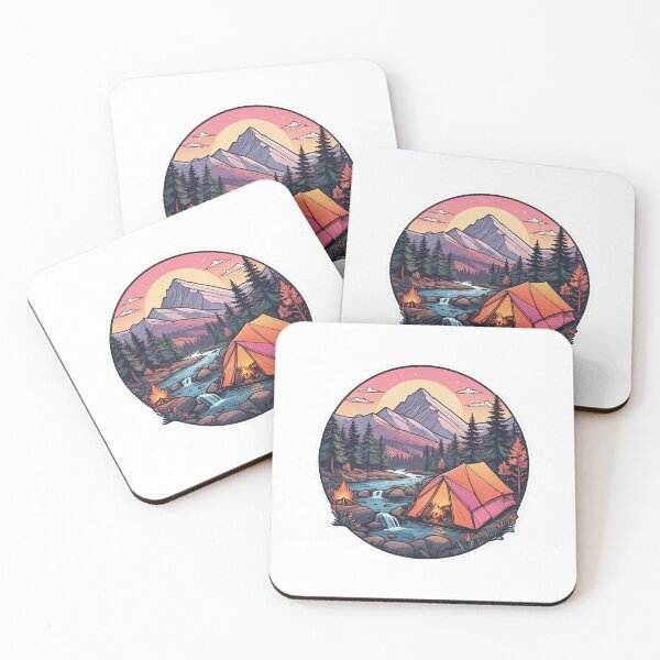 Item preview, Serene Floral Mountain Morning - Line Art Nature Design for Outdoor Lovers designed and sold by asbno19.