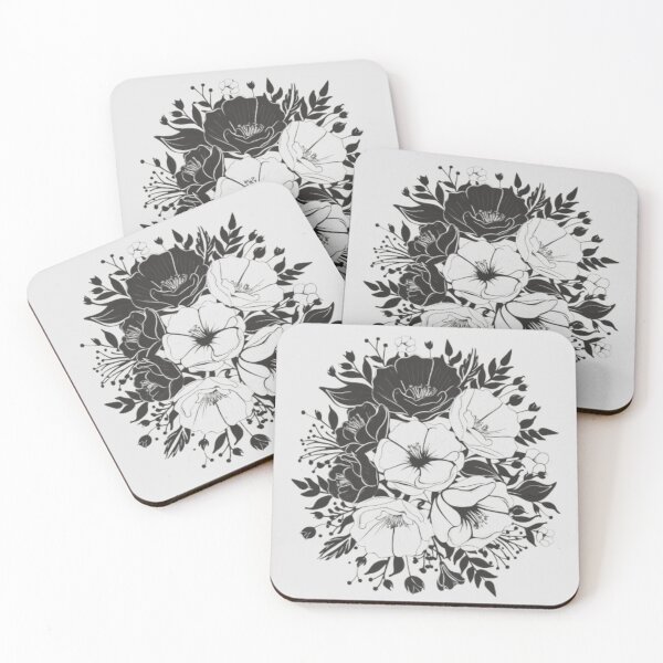 Item preview, black and white flowers designed and sold by catcraftss.