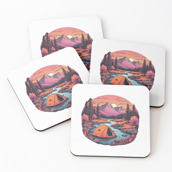 Item preview, Serene Floral Mountain Morning - Line Art Nature Design for Outdoor Lovers designed and sold by asbno19.