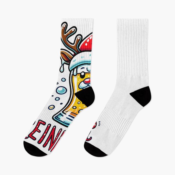 Item preview, Funny Reinbeer Christmas T-Shirt with Santa Hat and Antlers - Holiday Beer Lover Gift designed and sold by DrawHandArt.