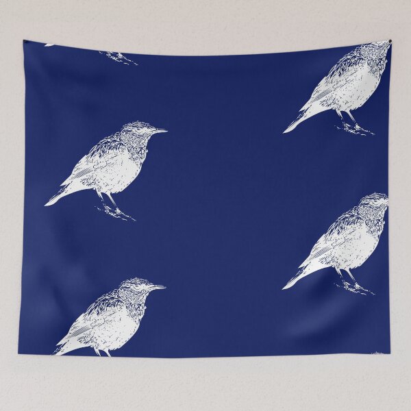 Aperçu de l'œuvre Grive de roche bleue à motif blanc créée et vendue par designsasstultd.