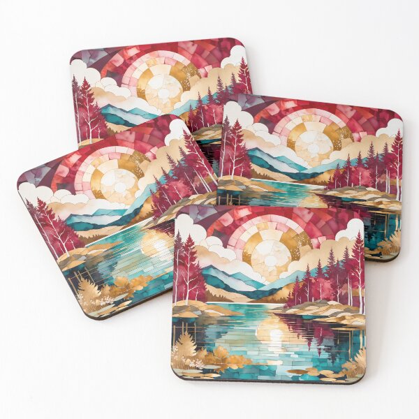 Item preview, Mosaic of lake in ruby and gold shades designed and sold by Moonde04.
