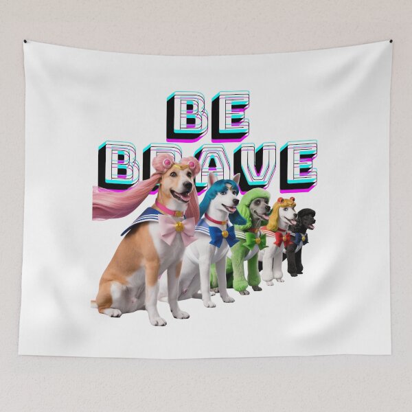 Item preview, Hero Dogs in Sailor Uniforms Lined Up with "Be Brave" designed and sold by AyaJP.