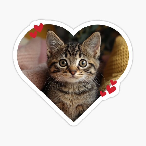 Aperçu de l'œuvre Adorable chaton tigré dans un cadre en forme de cœur – Motif de chat mignon créée et vendue par catodo.