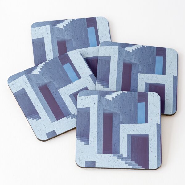 Item preview, Whimsical Abstract Architecture with Endless Blue Stairs designed and sold by regnumsaturni.